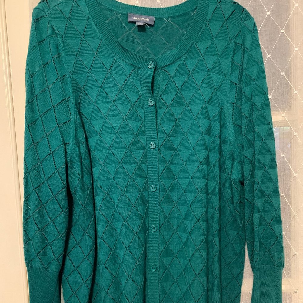 Green Pointelle Cardigan - Modcloth 1x